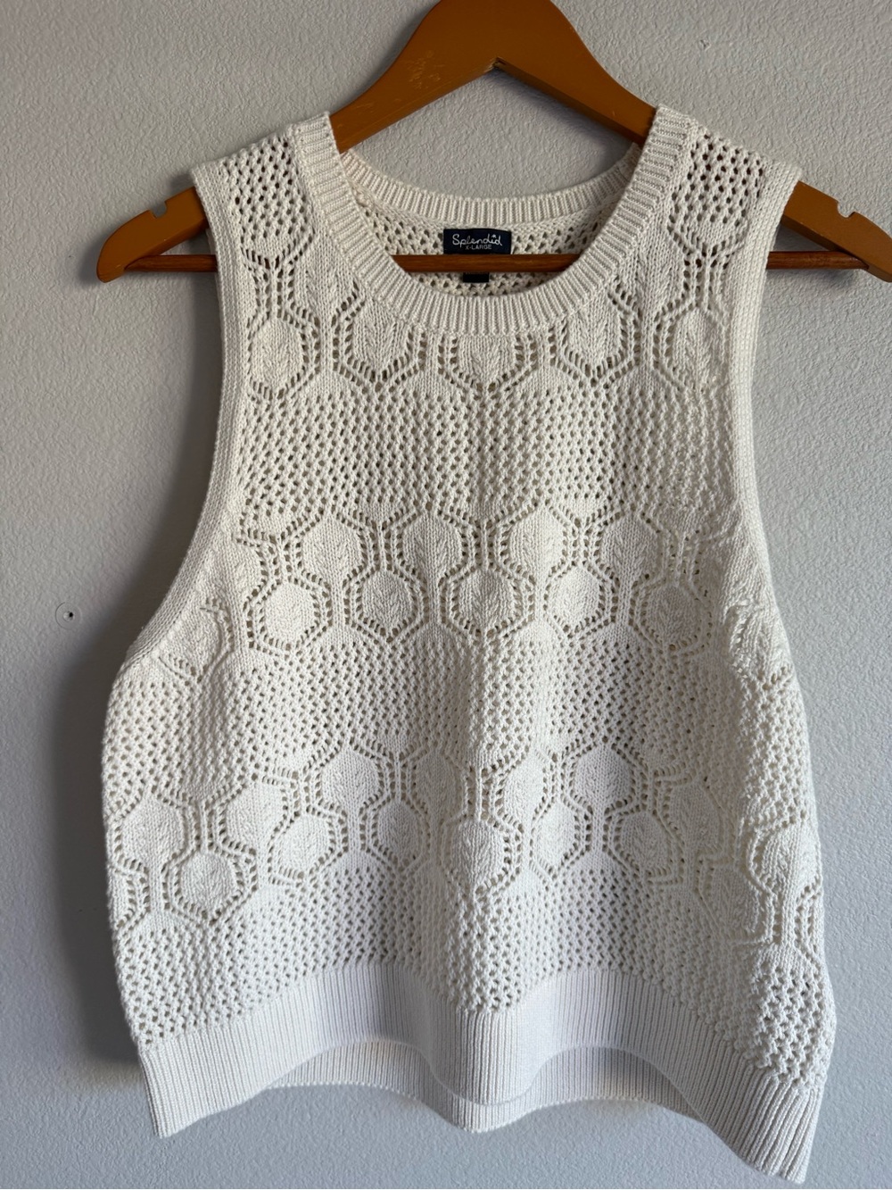 Splendid White Crochet Knit Tank Top